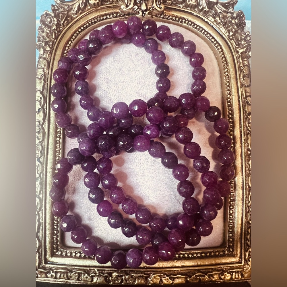 Red Ruby Jade Faceted Gemstone Bracelet